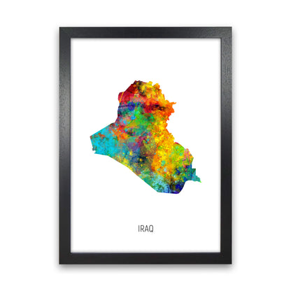 Iraq Watercolour Map Art Print by Michael Tompsett Black Grain
