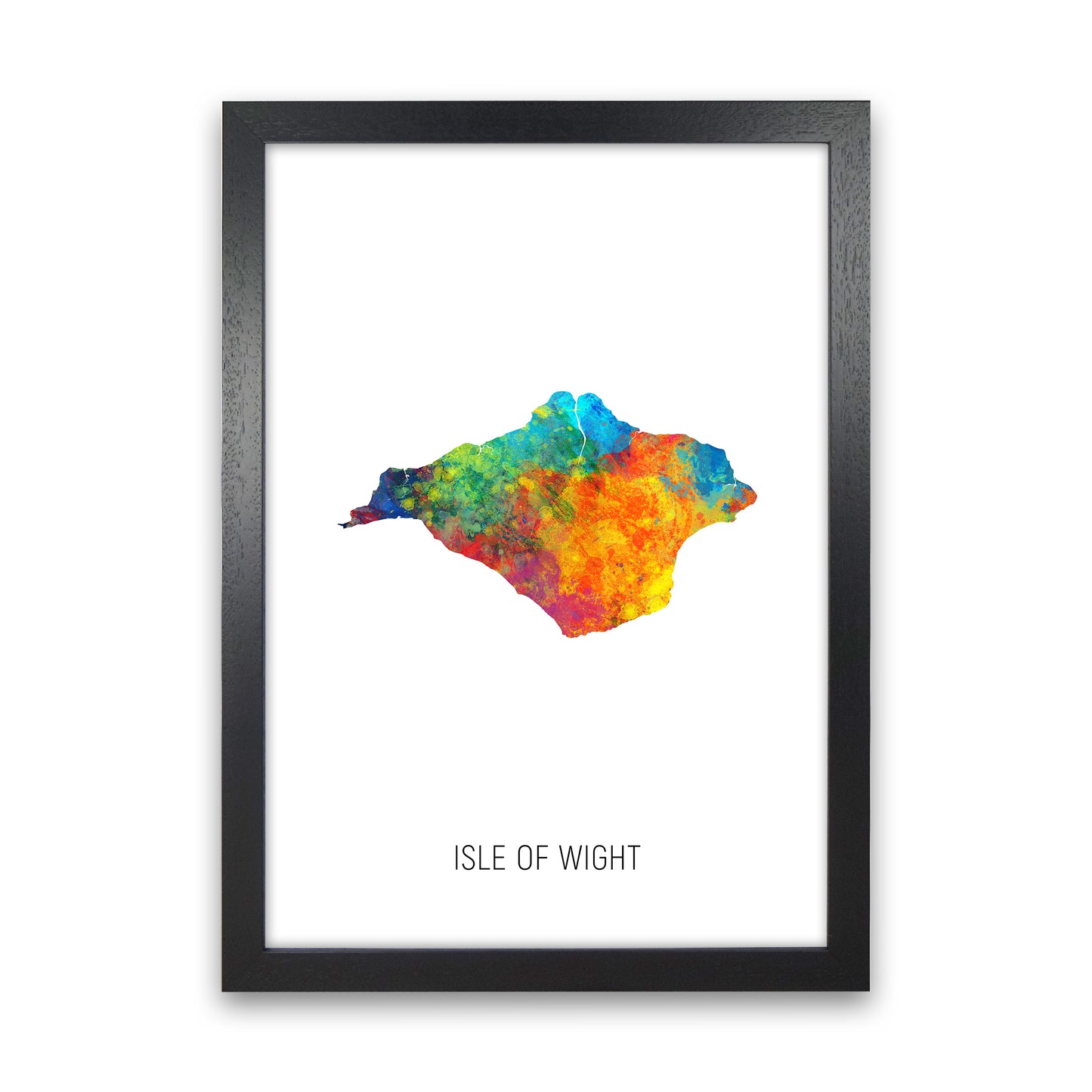 Isle Of Wight Watercolour Map Art Print by Michael Tompsett Black Grain