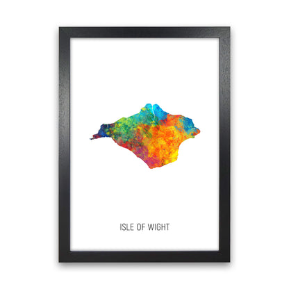 Isle Of Wight Watercolour Map Art Print by Michael Tompsett Black Grain