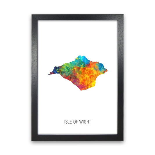 Isle Of Wight Watercolour Map Art Print by Michael Tompsett Black Grain