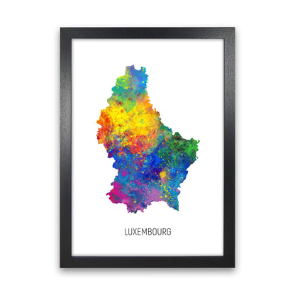 Luxembourg Watercolour Map Art Print by Michael Tompsett Black Grain