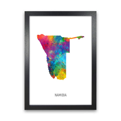 Namibia Watercolour Map Art Print by Michael Tompsett Black Grain