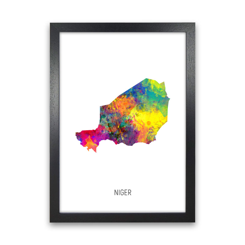 Niger Watercolour Map Art Print by Michael Tompsett Black Grain