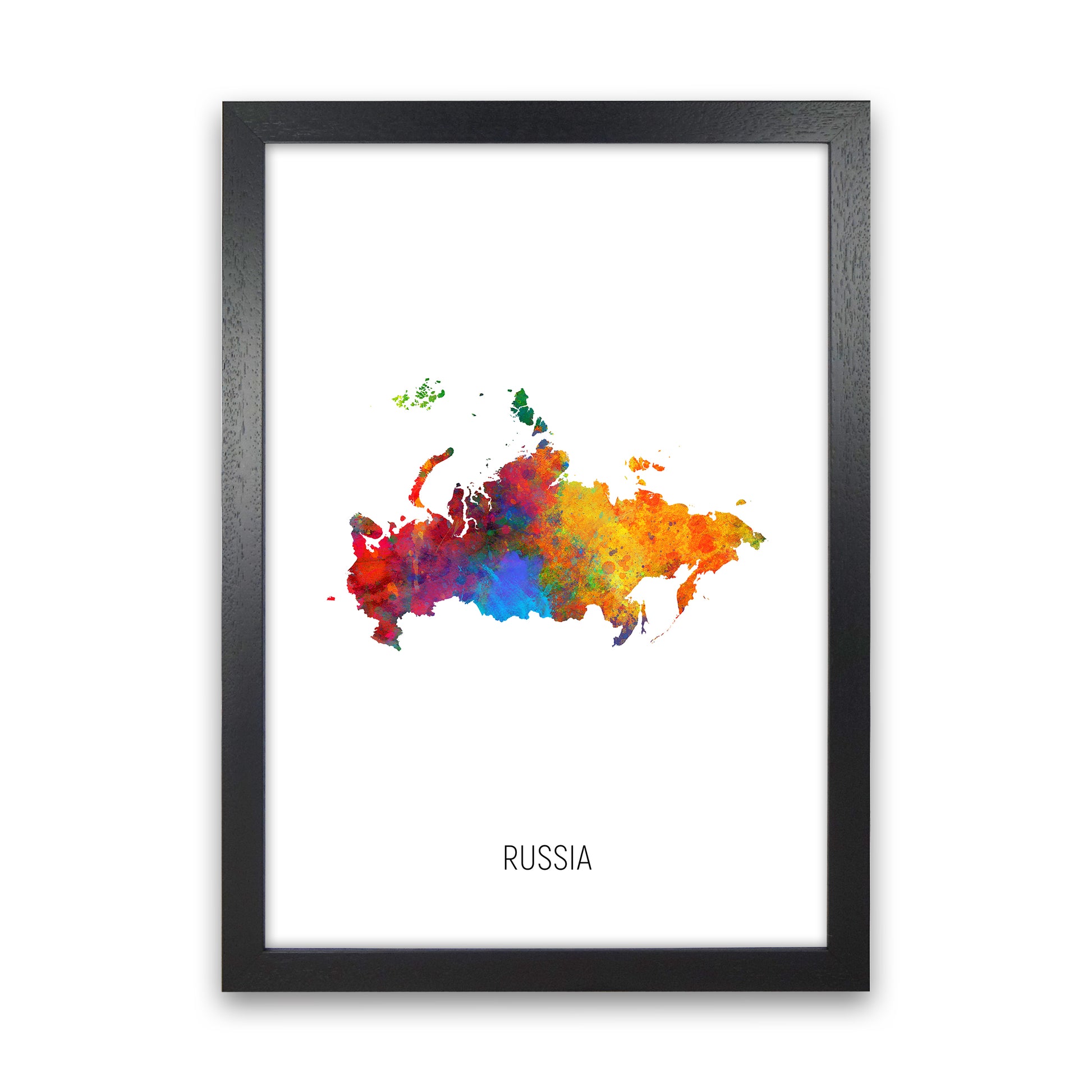 Russia Watercolour Map Art Print by Michael Tompsett Black Grain