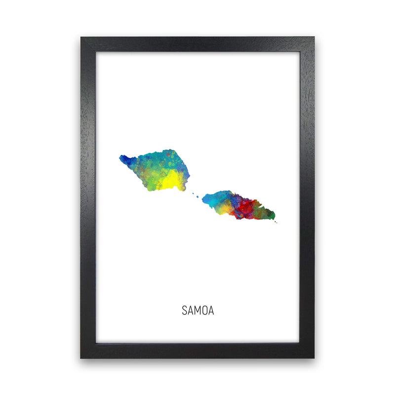 Samoa Watercolour Map Art Print by Michael Tompsett Black Grain