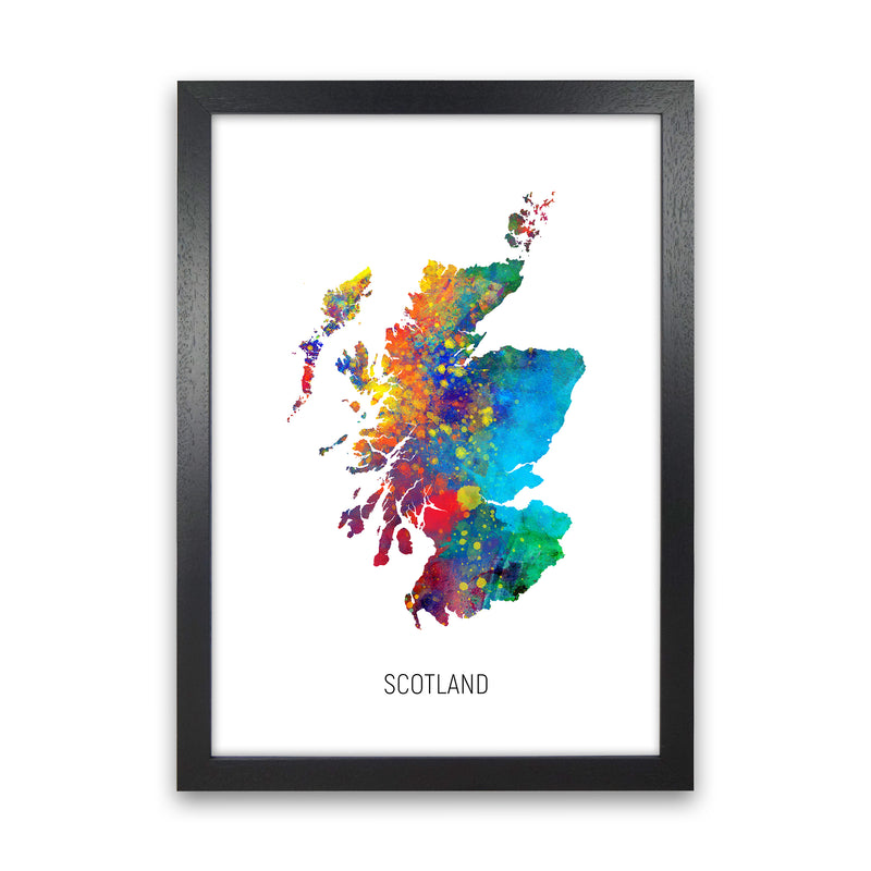 Scotland Watercolour Map Art Print by Michael Tompsett Black Grain