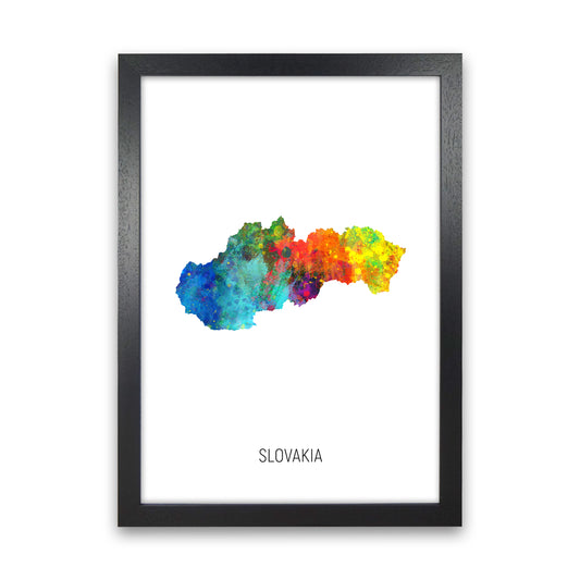 Slovakia Watercolour Map Art Print by Michael Tompsett Black Grain