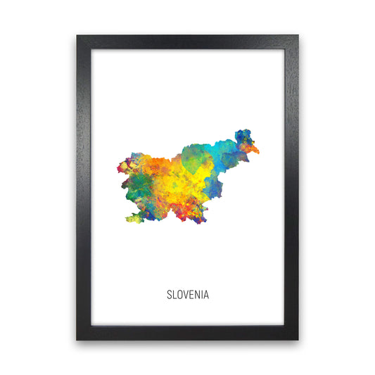 Slovenia Watercolour Map Art Print by Michael Tompsett Black Grain