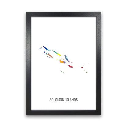 Solomon Islands Watercolour Map Art Print by Michael Tompsett Black Grain