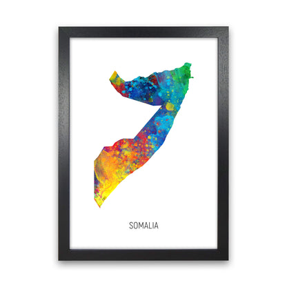 Somalia Watercolour Map Art Print by Michael Tompsett Black Grain