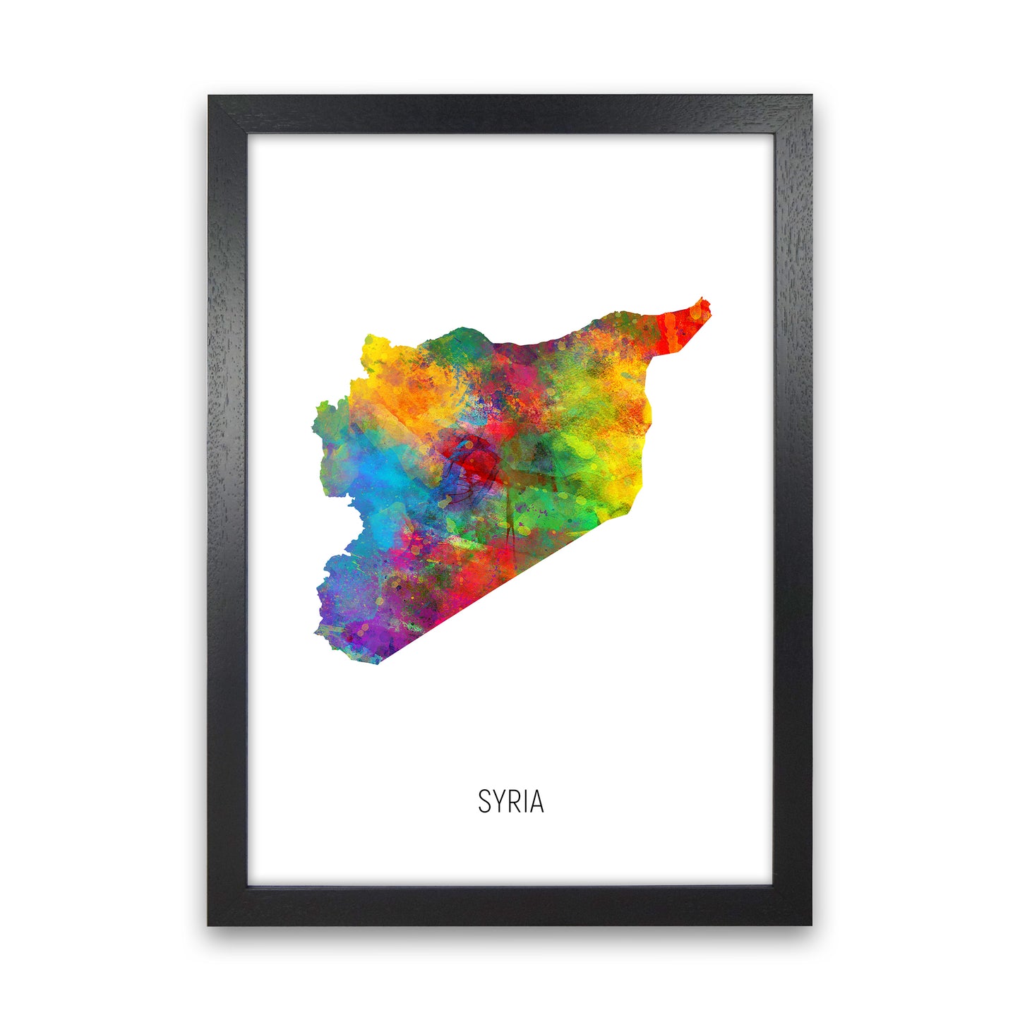 Syria Watercolour Map Art Print by Michael Tompsett Black Grain