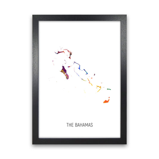 The Bahamas Watercolour Map Art Print by Michael Tompsett Black Grain