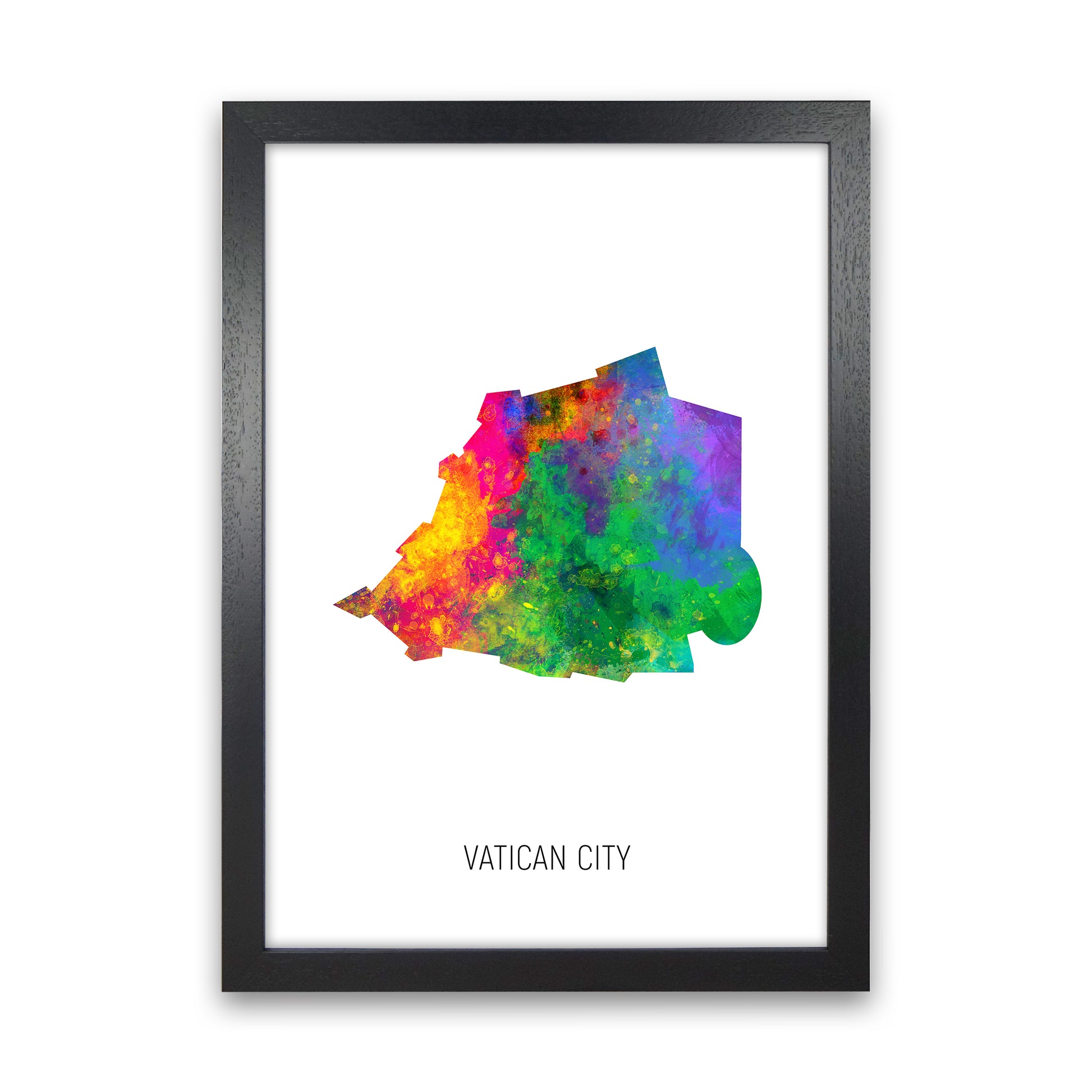 Vatican City Watercolour Map Art Print by Michael Tompsett Black Grain