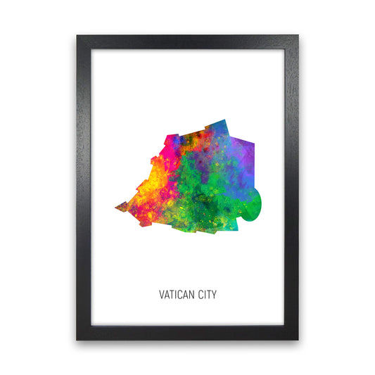 Vatican City Watercolour Map Art Print by Michael Tompsett Black Grain