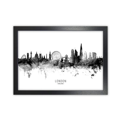 London England Skyline Black White City Name  by Michael Tompsett Black Grain