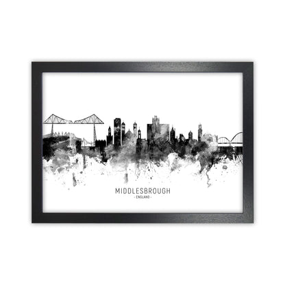 Middlesbrough England Skyline Black White City Name  by Michael Tompsett Black Grain