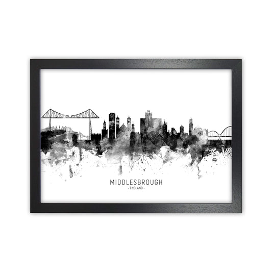 Middlesbrough England Skyline Black White City Name  by Michael Tompsett Black Grain