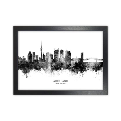 Auckland New Zealand Skyline Black White City Name  by Michael Tompsett Black Grain