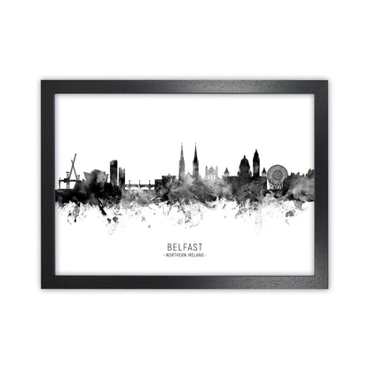 Belfast Northern Ireland Skyline Black White City Name  by Michael Tompsett Black Grain