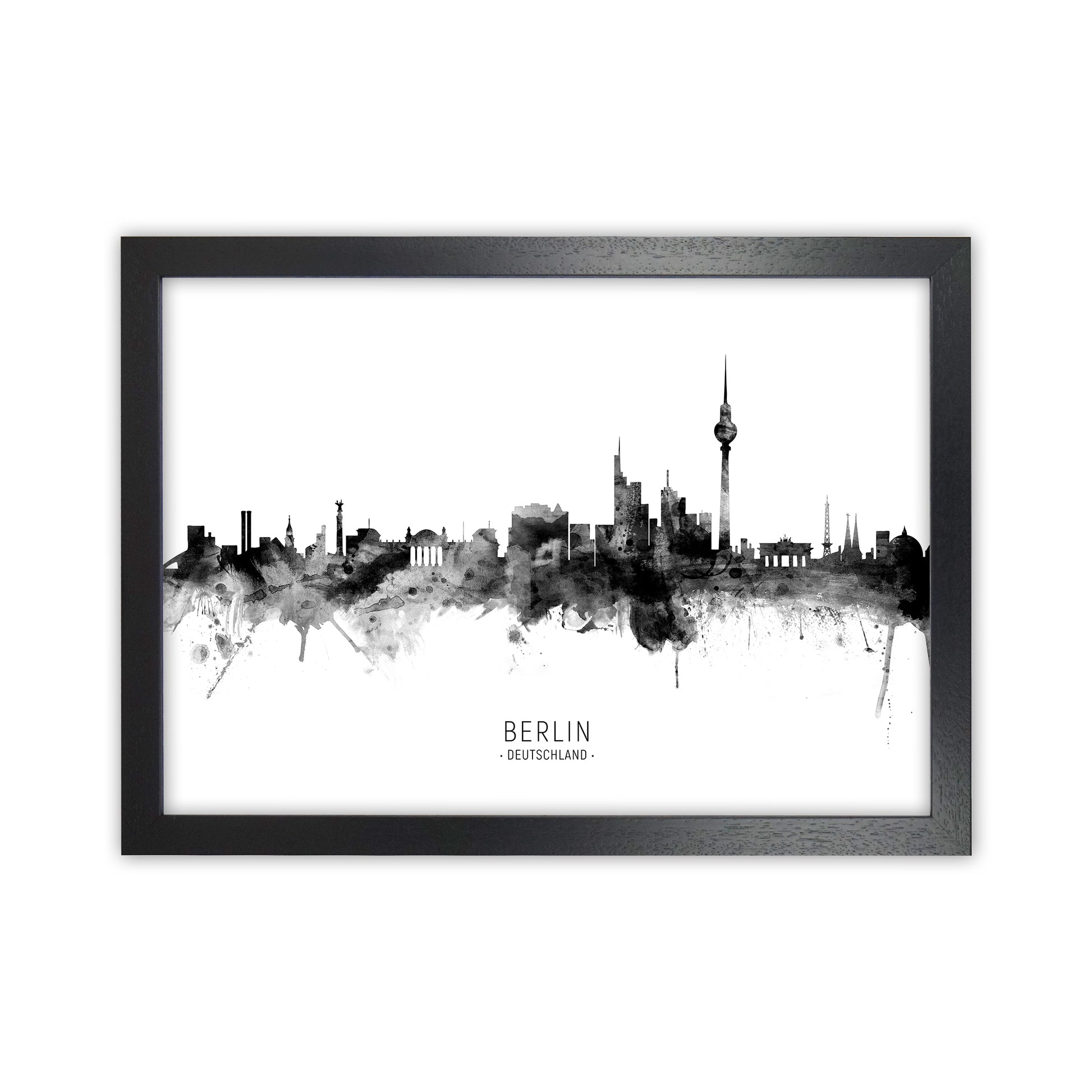 Berlin Germany Skyline Black White City Name  by Michael Tompsett Black Grain