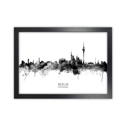 Berlin Germany Skyline Black White City Name  by Michael Tompsett Black Grain