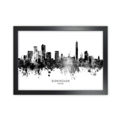 Birmingham England Skyline Black White City Name  by Michael Tompsett Black Grain