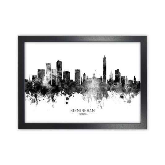 Birmingham England Skyline Black White City Name  by Michael Tompsett Black Grain