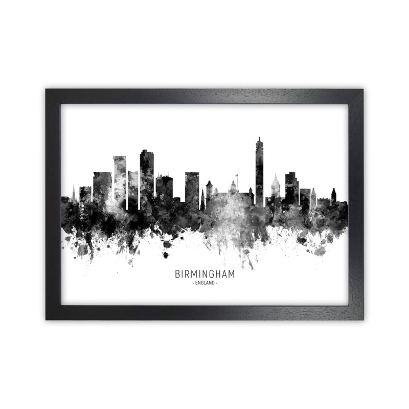Birmingham England Skyline Black White City Name  by Michael Tompsett Black Grain