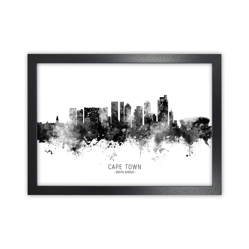 Cape Town South Africa Skyline Black White City Name  by Michael Tompsett Black Grain