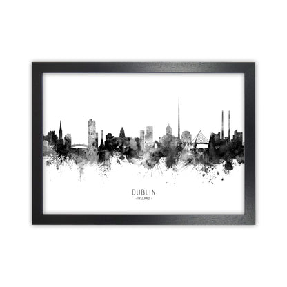 Dublin Ireland Skyline Black White City Name  by Michael Tompsett Black Grain