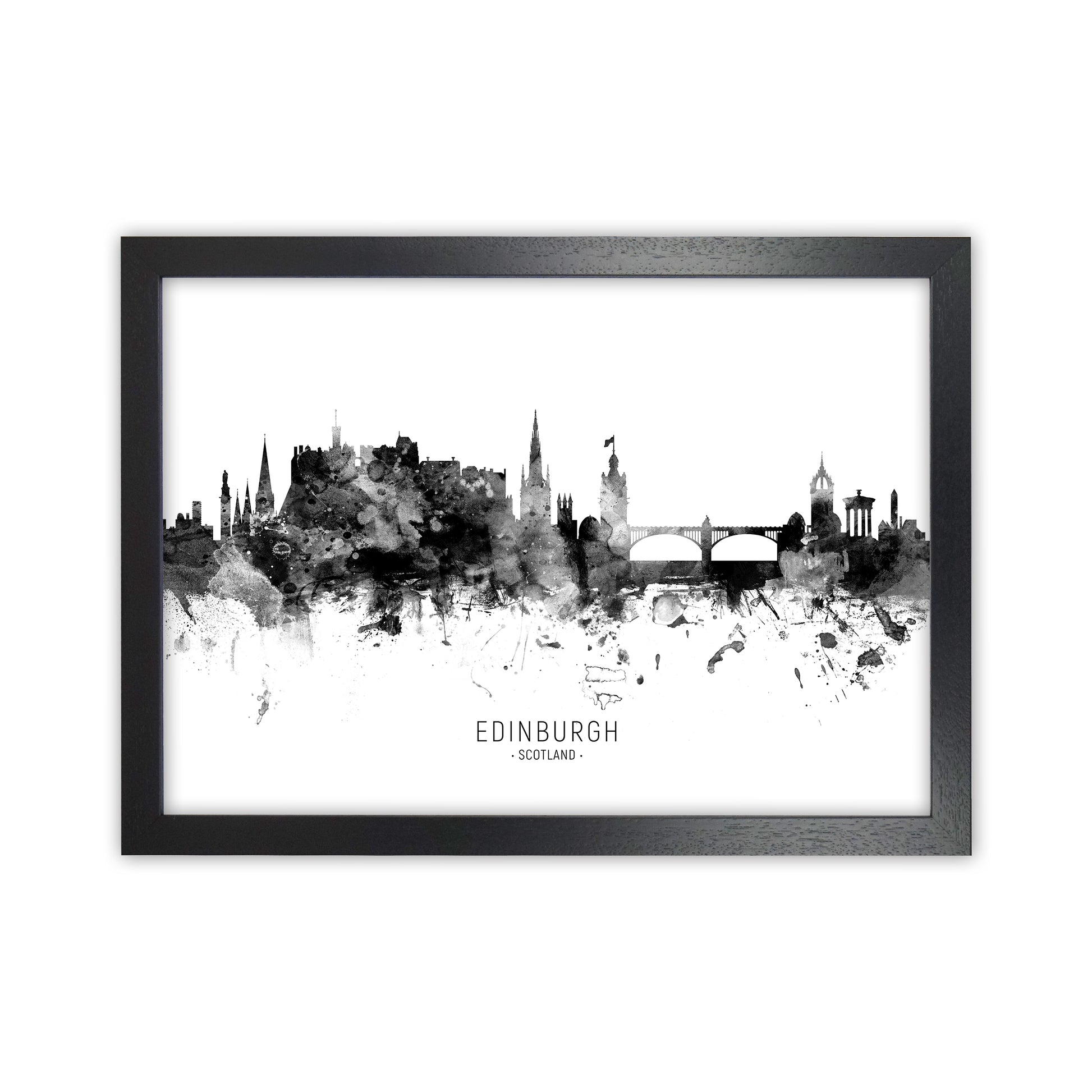 Edinburgh Scotland Skyline Black White City Name  by Michael Tompsett Black Grain