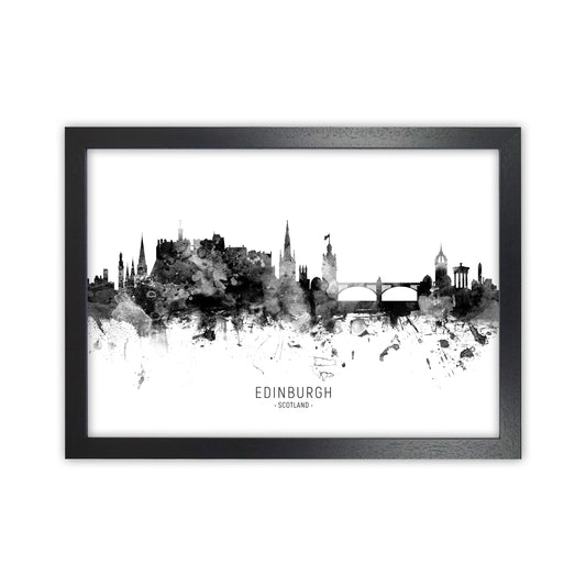 Edinburgh Scotland Skyline Black White City Name  by Michael Tompsett Black Grain