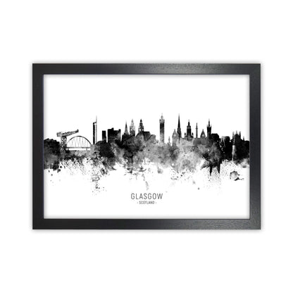 Glasgow Scotland Skyline Black White City Name  by Michael Tompsett Black Grain
