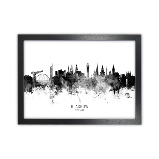 Glasgow Scotland Skyline Black White City Name  by Michael Tompsett Black Grain