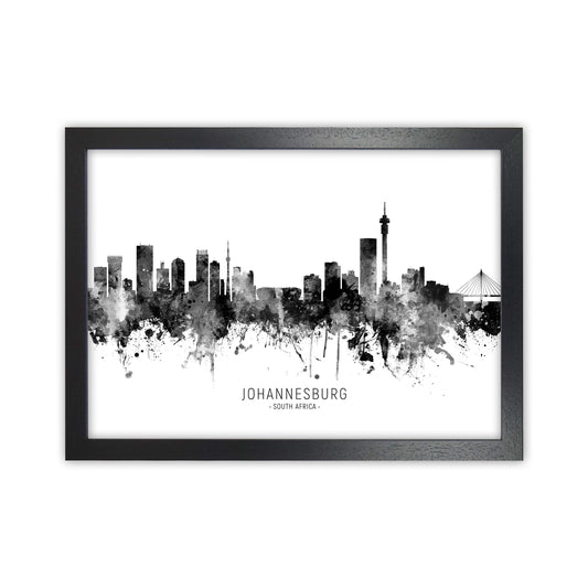 Johannesburg South Africa Skyline Black White City Name  by Michael Tompsett Black Grain