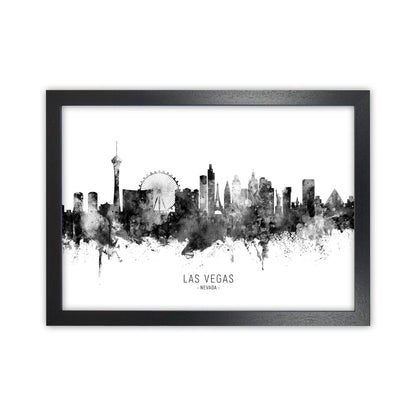 Las Vegas Nevada Skyline Black White City Name  by Michael Tompsett Black Grain