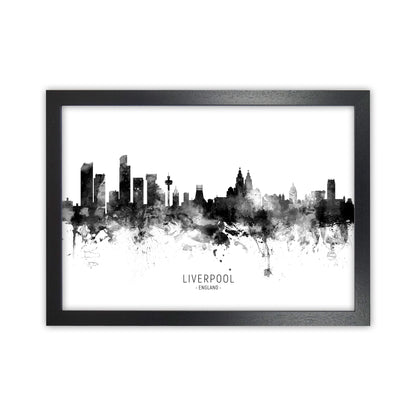 Liverpool England Skyline Black White City Name  by Michael Tompsett Black Grain