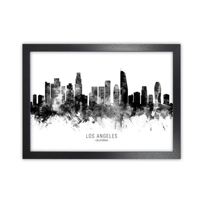Los Angeles California Skyline Black White City Name  by Michael Tompsett Black Grain