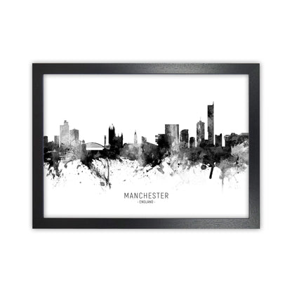 Manchester England Skyline Black White City Name  by Michael Tompsett Black Grain