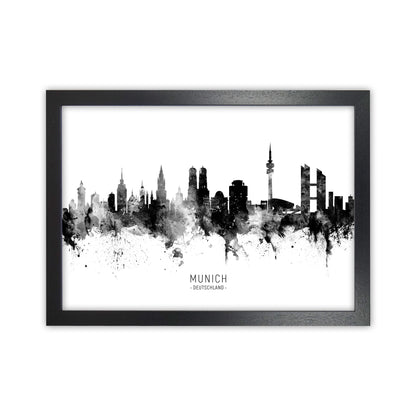 Munich Germany Skyline Black White City Name  by Michael Tompsett Black Grain
