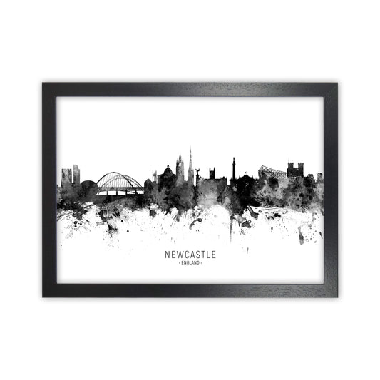 Newcastle England Skyline Black White City Name  by Michael Tompsett Black Grain