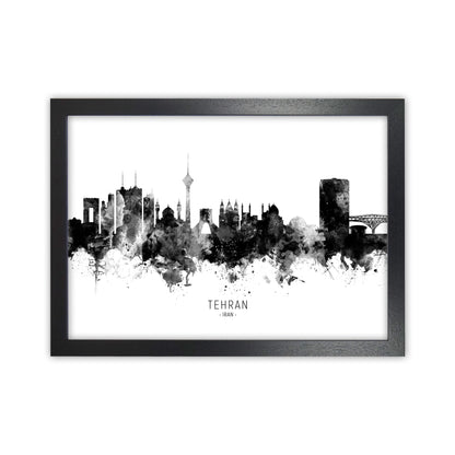 Tehran Iran Skyline Black White City Name  by Michael Tompsett Black Grain
