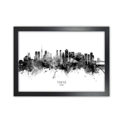 Tokyo Japan Skyline Black White City Name  by Michael Tompsett Black Grain