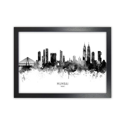 Mumbai India Skyline Black White City Name  by Michael Tompsett Black Grain