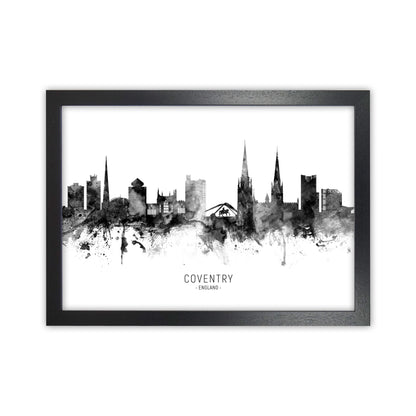 Coventry England Skyline Black White City Name  by Michael Tompsett Black Grain