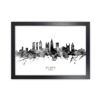 Atlanta Georgia Skyline Black White City Name  by Michael Tompsett Black Grain