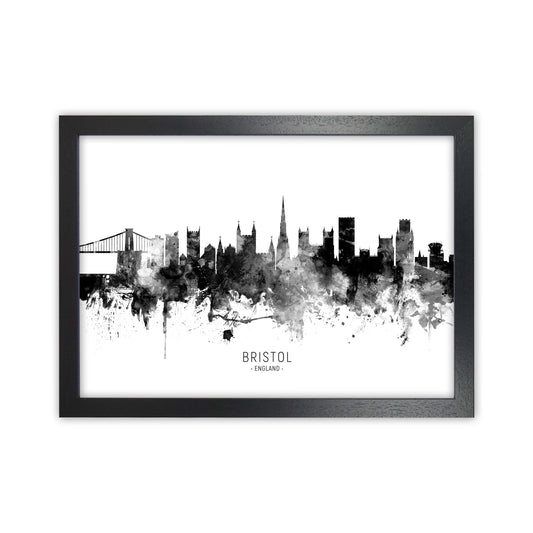 Bristol England Skyline Black White City Name  by Michael Tompsett Black Grain