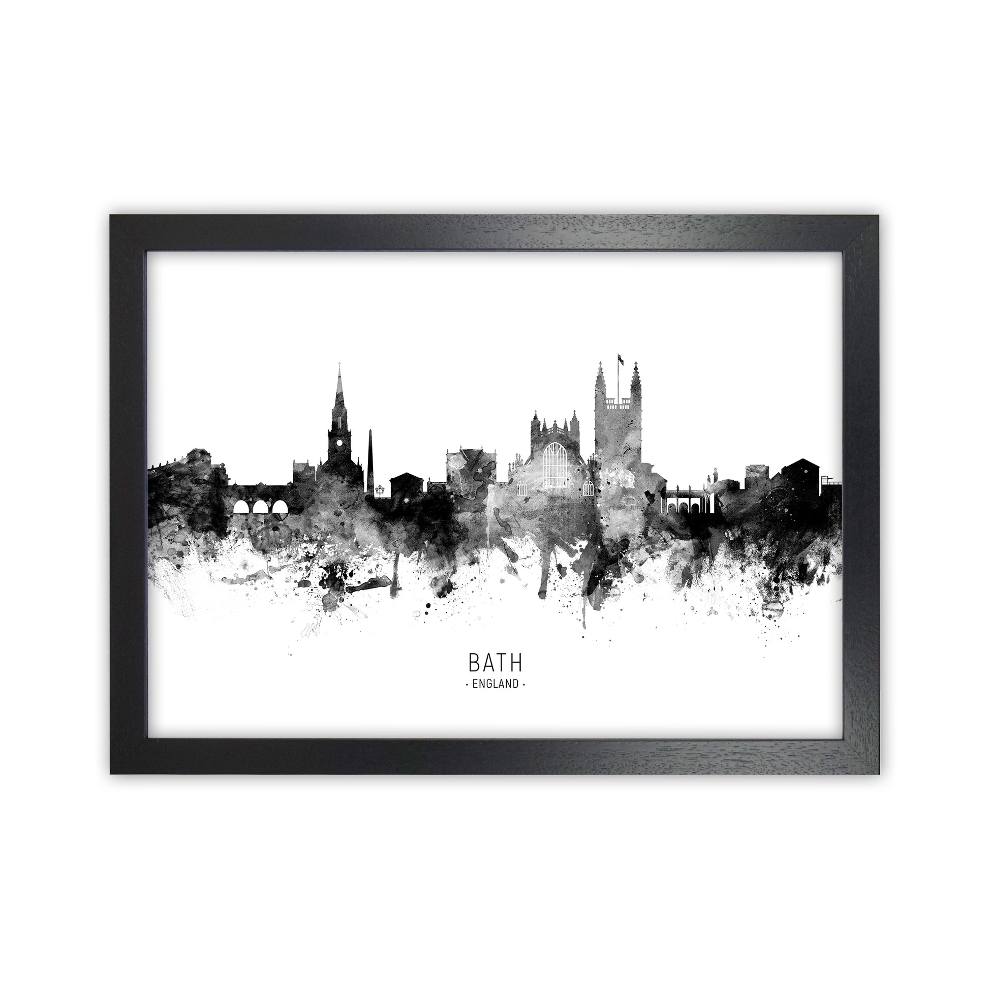 Bath England Skyline Black White City Name  by Michael Tompsett Black Grain