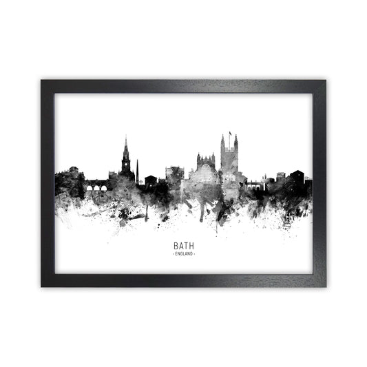 Bath England Skyline Black White City Name  by Michael Tompsett Black Grain