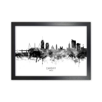 Cardiff Wales Skyline Black White City Name  by Michael Tompsett Black Grain
